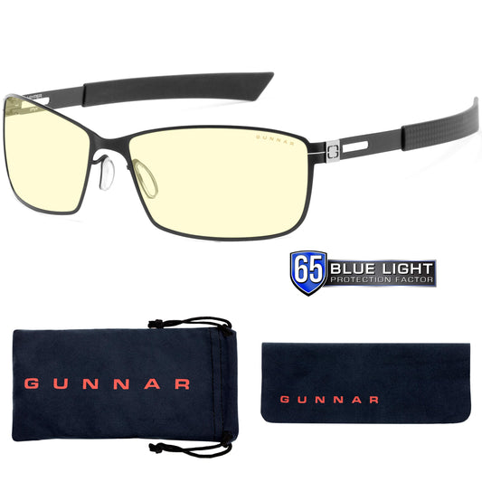 GUNNAR - Premium Gaming and Computer Glasses - Blocks 65% Blue Light - Vayper, Onyx, Amber Tint