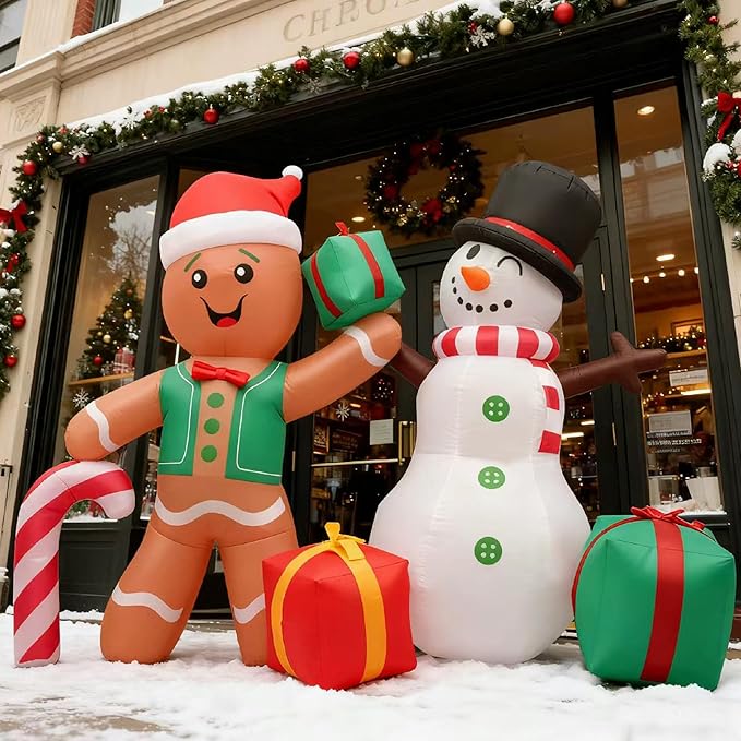 Inflatable Decoration for Inflatable Decoration in Outdoor Courtyards, Indoor Gardens, and Lawns (Gingerbread Snowman)