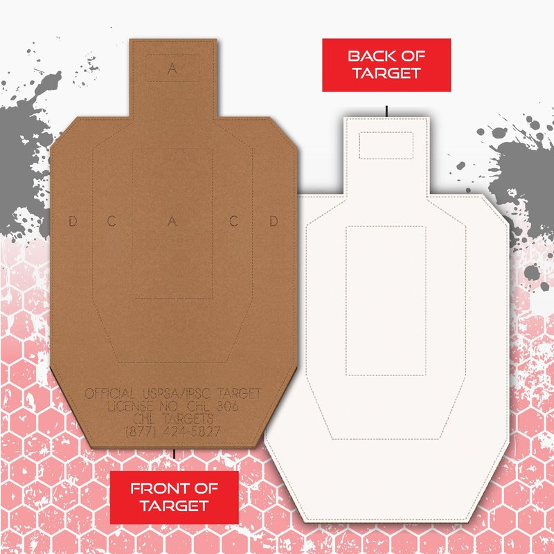 60 Official USPSA Cardboard Targets, Competition Torso Target, Full Size USPSA Cardboard Targets, Silhouette Shooting Target, Rifles, Handguns, & Shotguns, (60 Target Pack, USPSA)