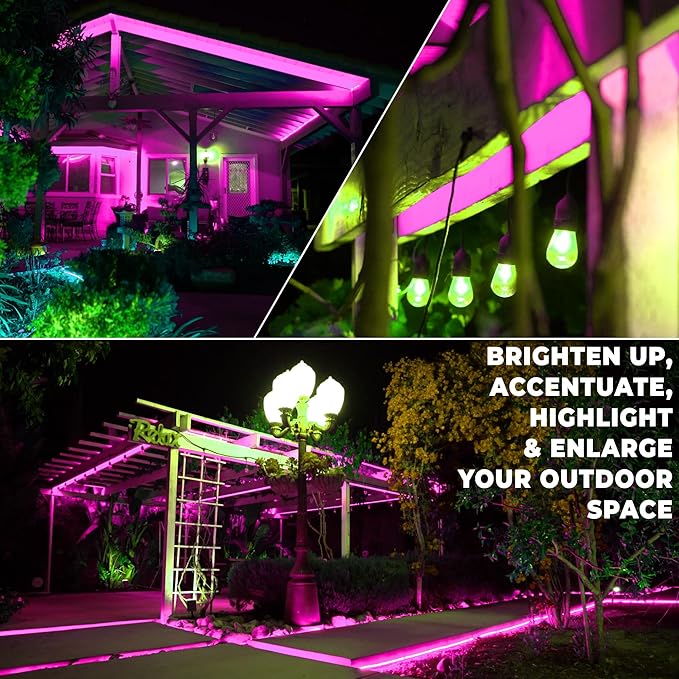 WYZworks 108LEDs 10ft LED Outside Rope Lights, Outdoor ETL Certified Waterproof Permanent 360 Degree Light Emitting, Flexible Tube, Connectable, Christmas Palm Tree Exterior Landscape, Pink