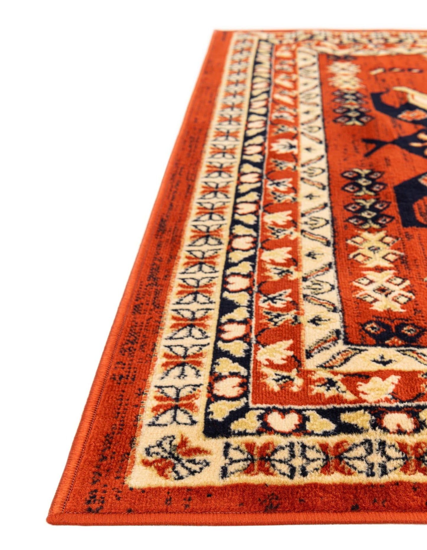 Unique Loom Taftan Collection Border Geometric Tribal Inspired Design Area Rug (5' 0 x 8' 0 Rectangular, Terracotta/ Ivory)