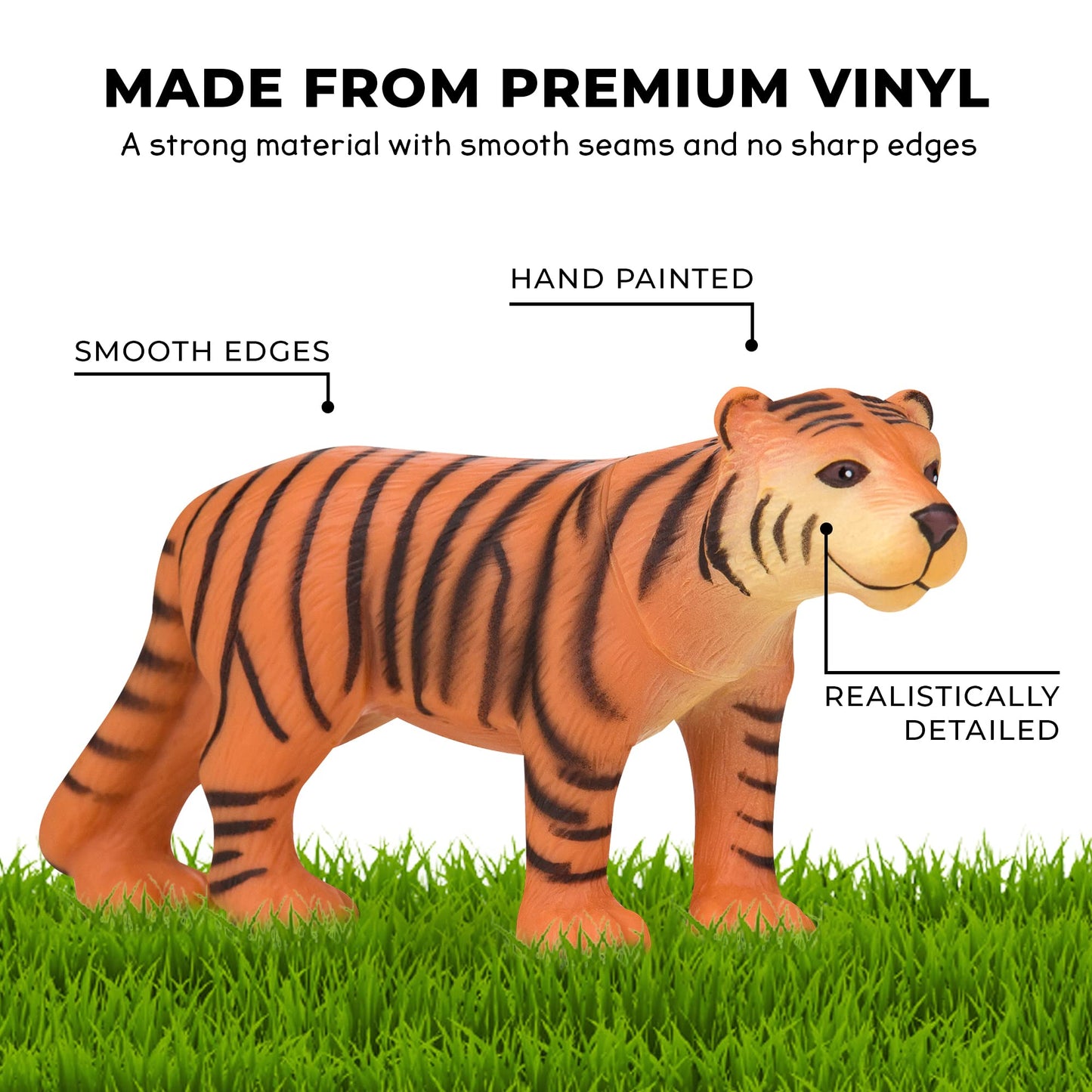 Learning Minds Jungle Animal Figures - Set of 8 Jumbo Zoo Animals For 1, 2, 3 Year Olds - Toy Safari Animals For Kids Age 18 Months Plus - Toys For 1 Year Old Boys - Suitable From 18 Months
