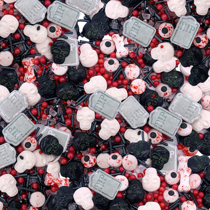 Sentovac Halloween Sprinkle Tombstone Skull Bloody Eyes Bones Red Peals Sprinkles Mix Edible for Cake Decorating Sugar Candy Cookie Cupcake Topper Baking Decorations Halloween Christmas Supplies