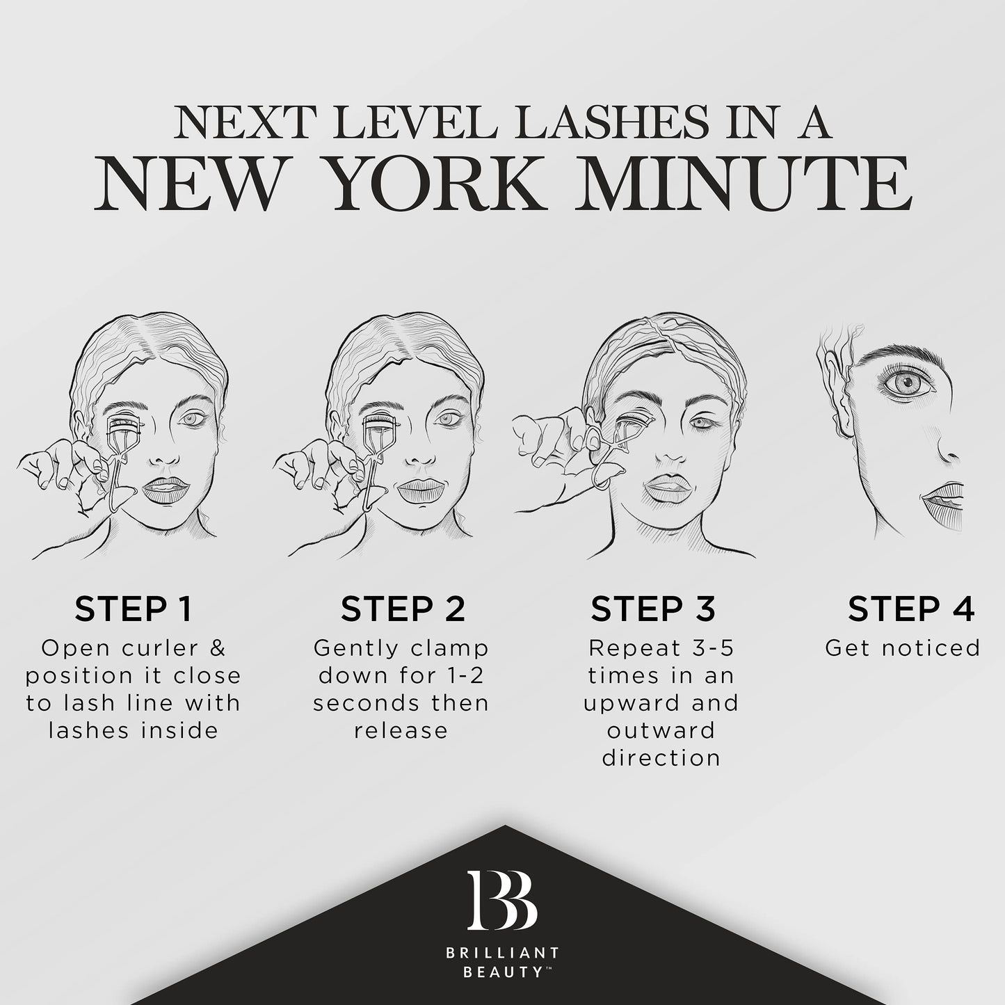 Brilliant Beauty Eyelash Curler with Satin Bag & Refill Pads - Award Winning - No Pinching, Just Dramatically Curled Eyelashes for a Lash Lift in Seconds (Rose Gold)