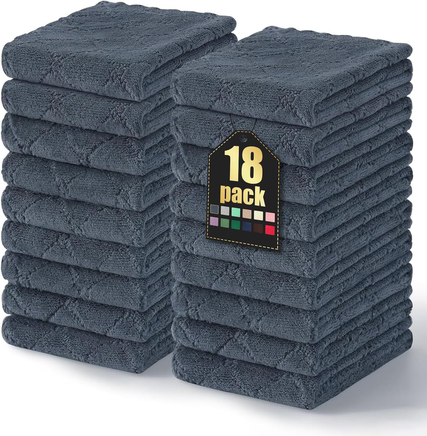 Homaxy 12 Pack Kitchen Dish Cloths (10 x 10 Inches, Grey), Super Soft and Absorbent Coral Velvet Dish Towels, Nonstick Oil Fast Drying Microfiber Cleaning Cloth, No Lint Household Dishcloths