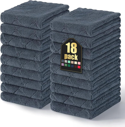 Homaxy 12 Pack Kitchen Dish Cloths (10 x 10 Inches, Grey), Super Soft and Absorbent Coral Velvet Dish Towels, Nonstick Oil Fast Drying Microfiber Cleaning Cloth, No Lint Household Dishcloths