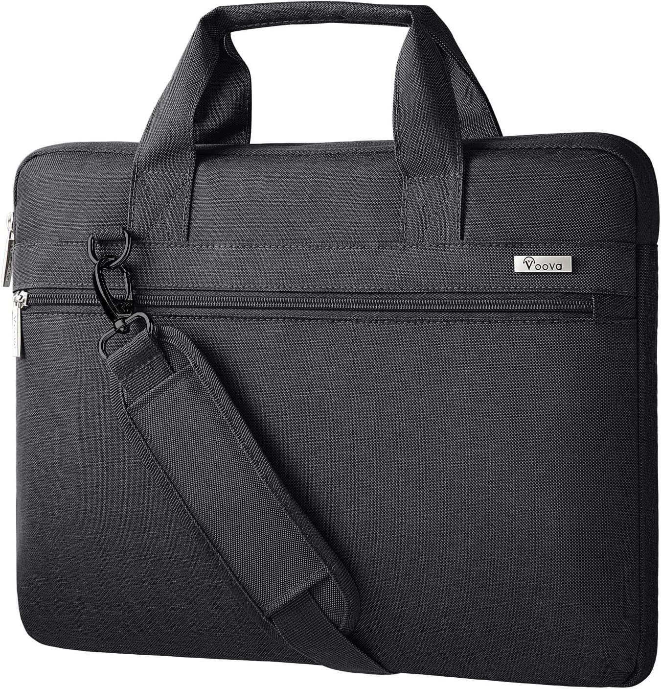 Voova Laptop Bag 15.6 Inch, Waterproof Computer Case Sleeve for MacBook Air 15 M2, MacBook Pro 15/16, 15-16” HP Dell Lenovo Laptop, Slim Briefcase Messenger Bag with Shoulder Strap, Men Women,Black