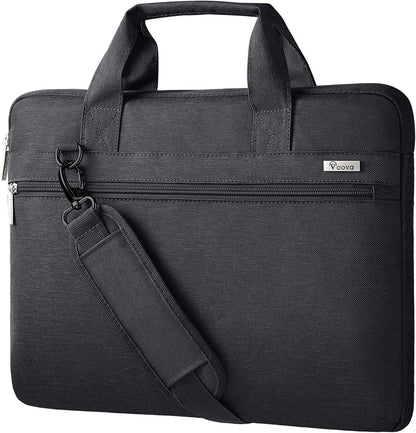 Voova Laptop Bag 15.6 Inch, Waterproof Computer Case Sleeve for MacBook Air 15 M2, MacBook Pro 15/16, 15-16” HP Dell Lenovo Laptop, Slim Briefcase Messenger Bag with Shoulder Strap, Men Women,Black