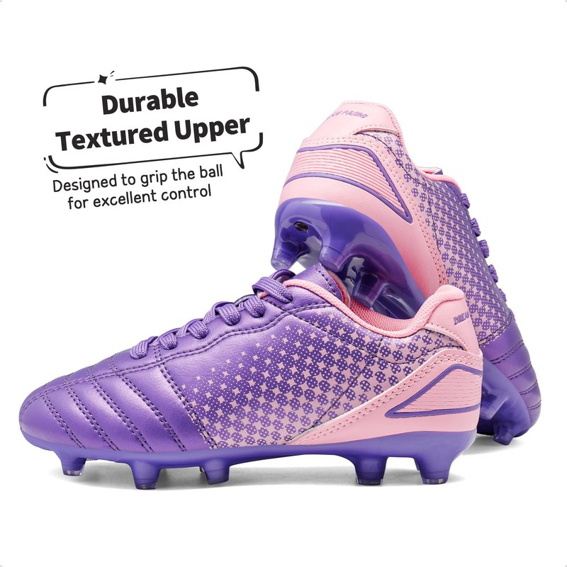 DREAM PAIRS Boys Girls Outdoor Sport Football Shoes Soccer Cleats for Little/Big Kid,Size 13 Little Kid,Light/Purple/Pink,SUPERFLIGHT-1K