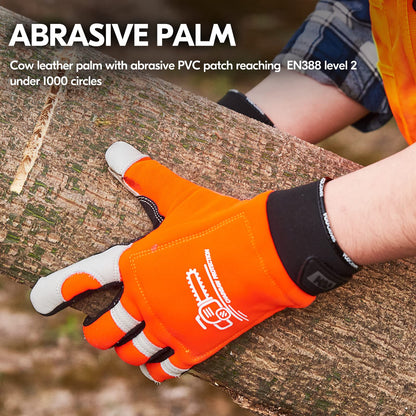 Vgo... Chainsaw Gloves 12-Layer Protection on Both Hands in Cowhide, Forestry Work Gloves Touchscreen Utility Touchscreen