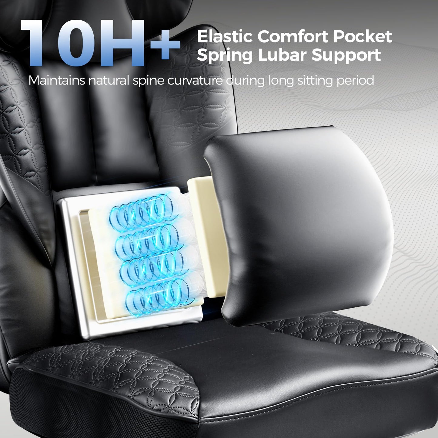 GTRACING Big and Tall Gaming Chair 400lbs Heavy Duty Office Chair with Foot Rest & Ergonomic Pocket Spring Lumbar Support, High Back 3D Saddle Shaped Cushion for Back Pain Relief, Black