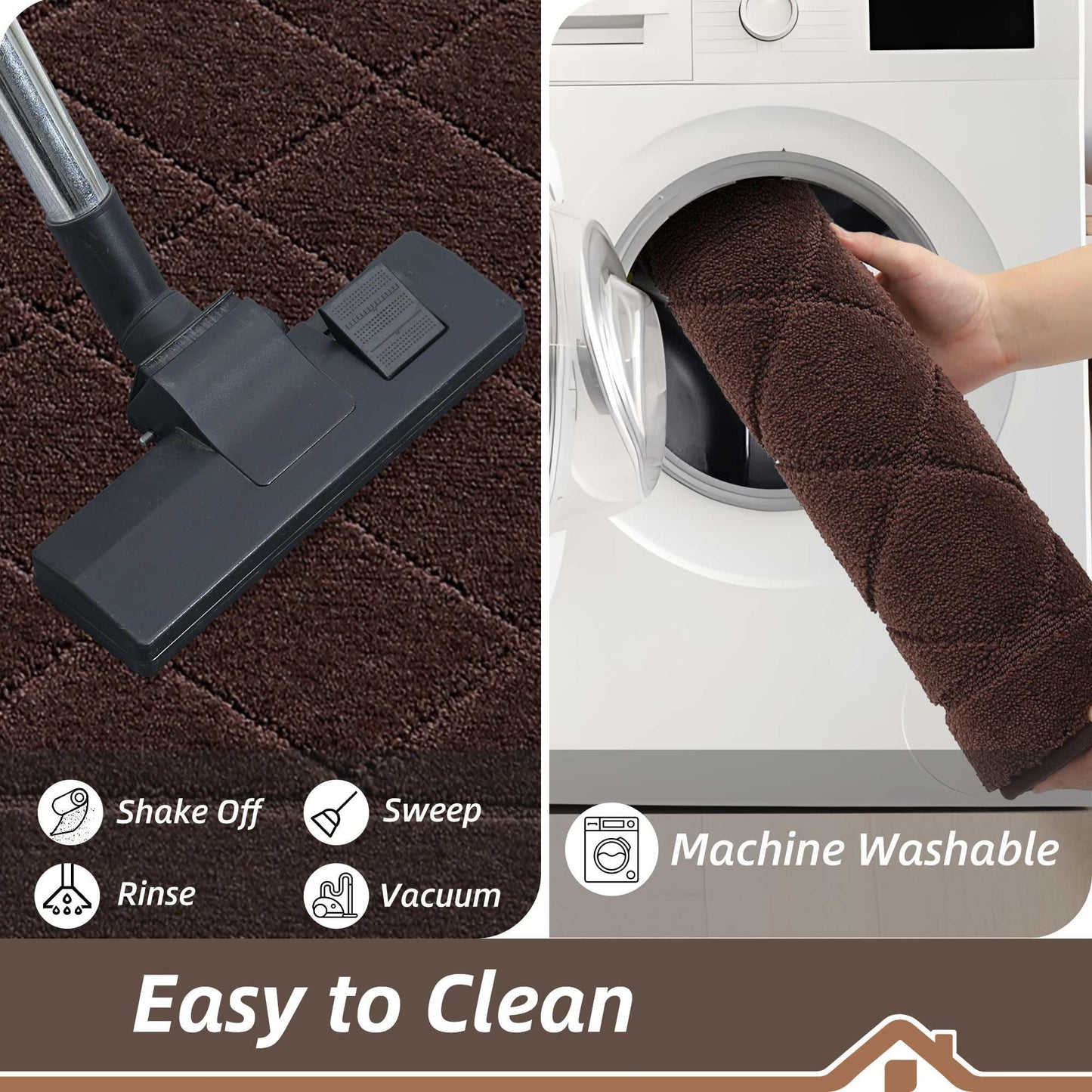 BEQHAUSE Dirt Trapper Door Mat 24" x 36", Doormat Non-Slip Entryway Rugs Washable, Dog Door Mat Stain Resistant and Absorbent Welcome Floor Mat for Front Back Door, Mud Wet Shoes & Paws, Brown