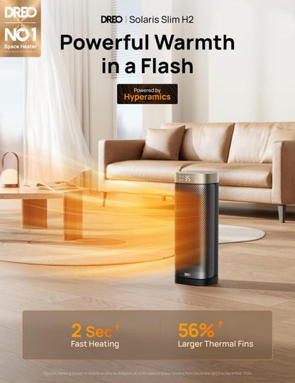 Dreo 16 Inch Electric Heater, Energy Efficient Space Heaters with Thermostat, 70° Oscillating Remote Control 3-Mode Tip-over & Overheat Protection, Silent Ceramic Fan Heater for Home
