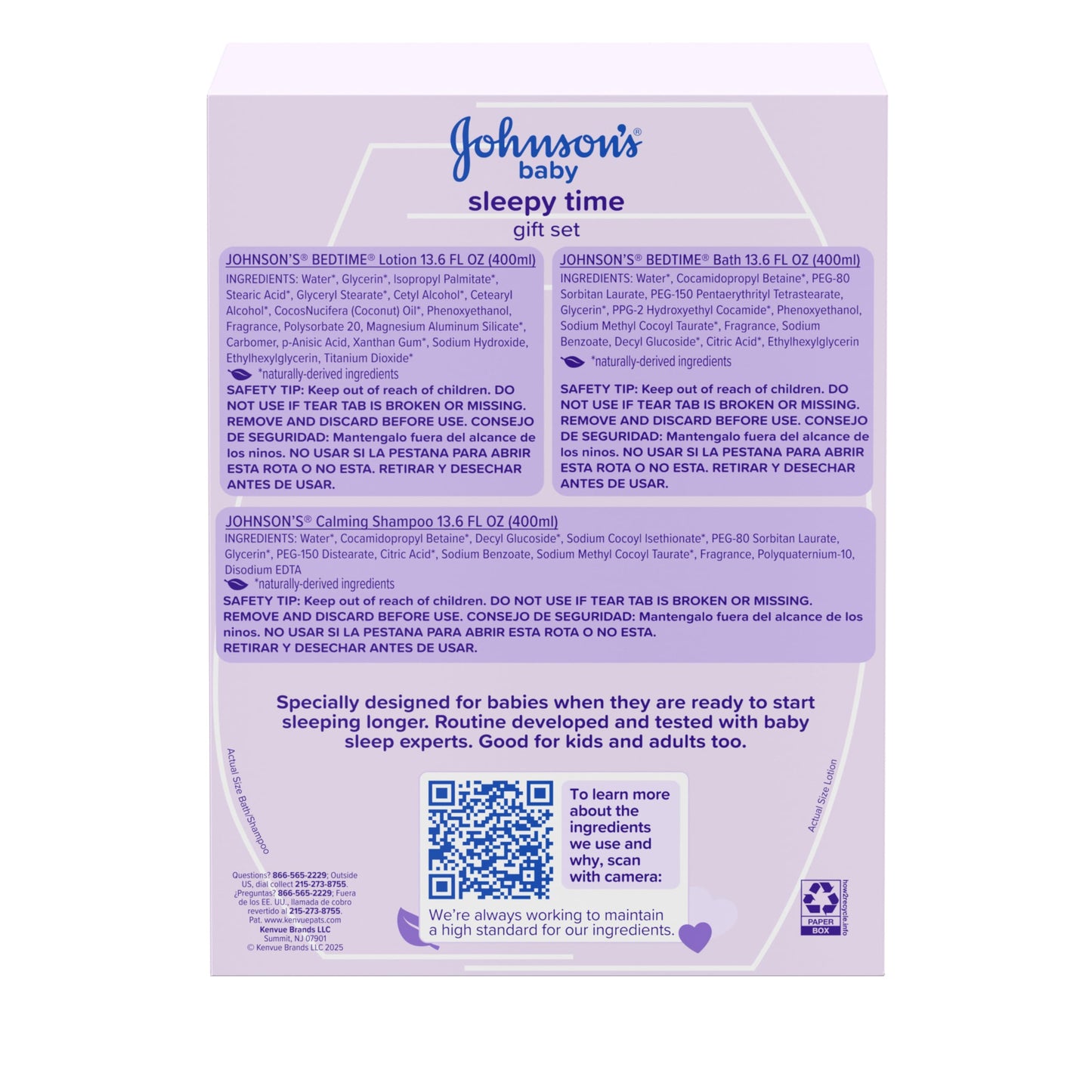 Johnson's Baby Sleepy Time Bedtime Gift Set with Relaxing NaturalCalm Aromas, Bedtime Baby Bath Shampoo, Wash & Lotion, Baby Bedtime Essentials, Hypoallergenic & Paraben-Free, 3 Items