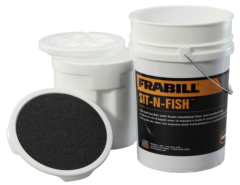 Frabill Sit-N-Fish | Insulated Bait Bucket with Convenient Padded Cushioned Lid for Comfortable Seating Option