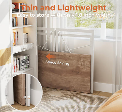 Coavas Folding Desk 31.5 inch Foldable Small Portable Computer Desks, Spaces Saving Writing Sturdy Table for Bedroom, Home Office, Dorm, Apartment, Pre Assembled, Oak