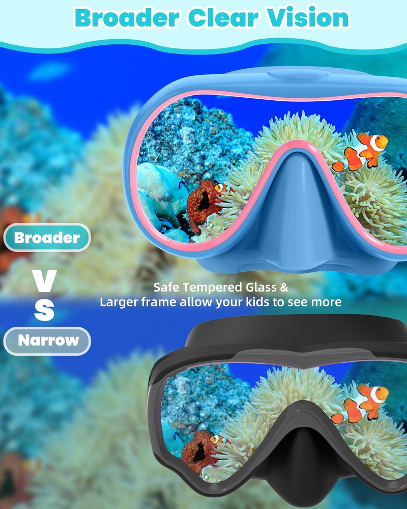 Seago Kids Swim Goggles with Nose Cover for Girls Boys Youth, 2 Pack Clear Vision Swimming Goggles Swim Mask Pool Goggles No Leaking Tempered Glasses for Kids 6-14 4-7 8-14 3-5 8-12 3-6