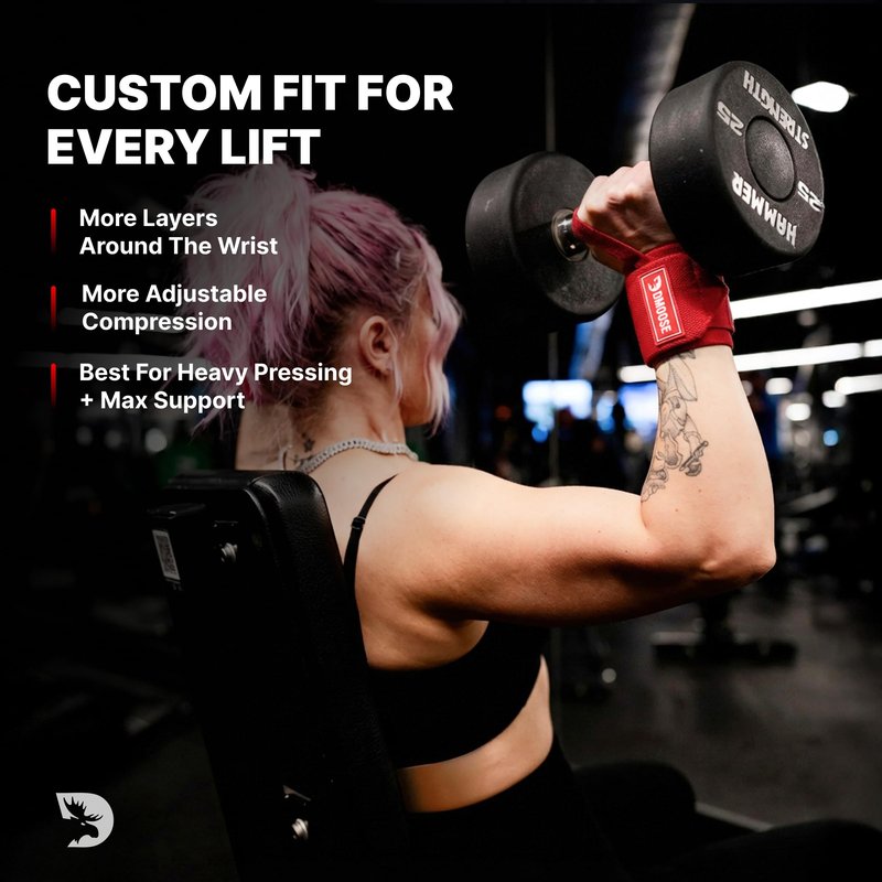 DMoose Wrist Straps for Weightlifting 12 and 18 Inches Thumb Loops with Wrist Support for Workouts Powerlifting Wrist Straps for Weight Lifting Men and Women Pink