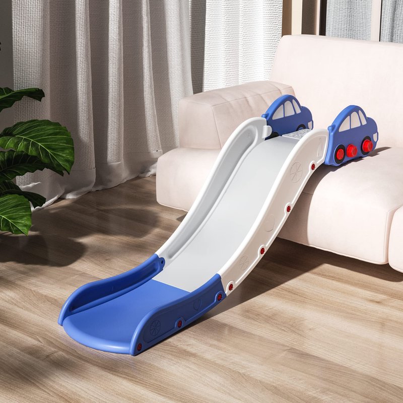 Couch Slide for Stairs Bed Kids Extended Widened Toddler Slide Plastic Indoor Toy Easy to Assemble Store Car Blue Plus