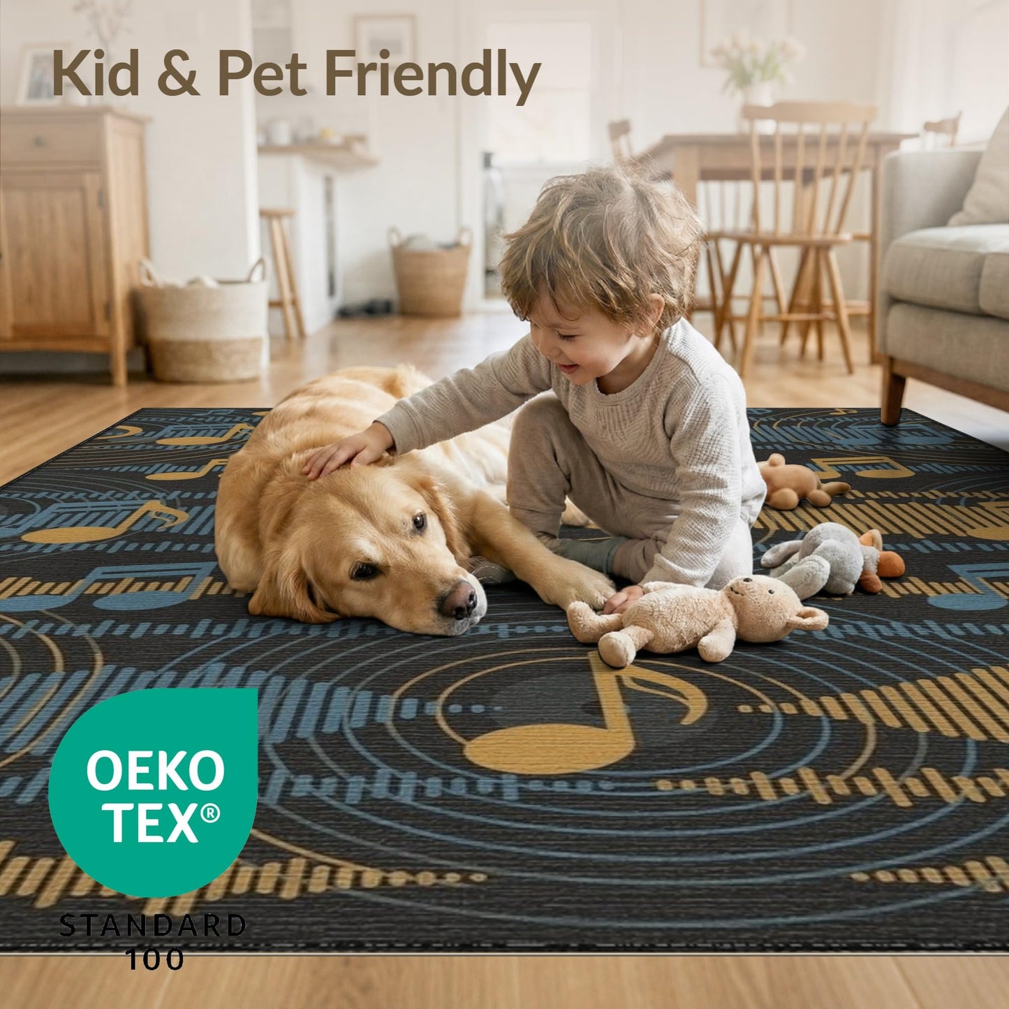 ODIKA 8'x10' Washable Area Rug Record Vinyl Retro Dj Turntable Featuring Grooves Wave Lines Non-Slip Chair-Friendly for Dining Room, Large Office, Lounge