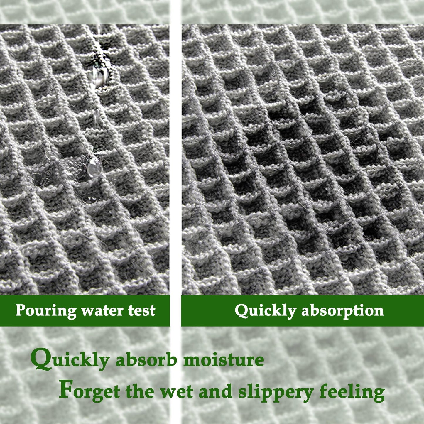 ZALL Grey Waffle Bath Mat,Super Absorbent Non Slip Bathroom Rug,Gray 18x30inch,Machine Washable Ultra Soft Floor Mats