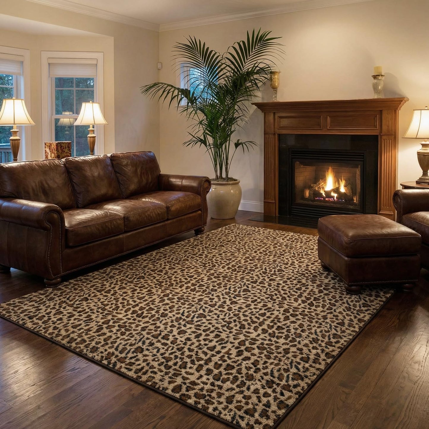 Leopard Print Rug for Living Room 5x7 Cheetah Fluffy Rug Machine Washable Area Rug for Bedroom,Non-Slip Soft Comfy Faux Fur Animal Carpet for Bedroom Living Shaggy Home Decor