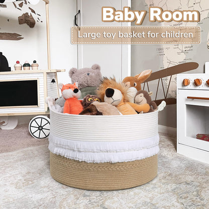 CherryNow Large Wicker Laundry Basket for Entryway, Bedroom, Jute Decorative Baskets for Clothes, Toys, Towel Basket for Bathrooom, 22 x 14 inches, 83L