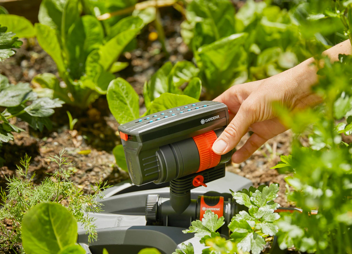 Gardena AquaZoom compact rectangular oscillating sprinkler: Sprinkler for watering areas of 9–216 m², range 3–18 m, spread 3–12 m, built-in filter (18708-20)