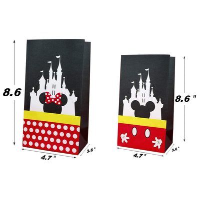 MOAXMOA Party favor Gift Bags Candy Treat Bags Birthday Baby Shower Wedding Mickey Minnie Theme Decorations Supplies with Stickers Set of 24