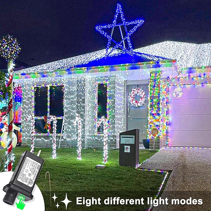132FT 400 LED White String Lights Indoor Bedroom, 8 Modes White Christmas Lights Outdoor Clear Wire, Plug in Twinkle Fairy Lights for Bedroom Wedding Tree Christmas Decorations
