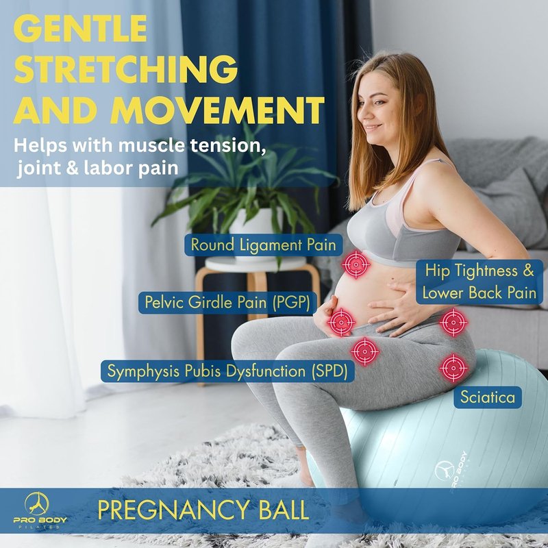 ProBody Pilates Pregnancy Ball - Yoga Ball for Prenatal & Postnatal Exercise | Includes Guide Book
