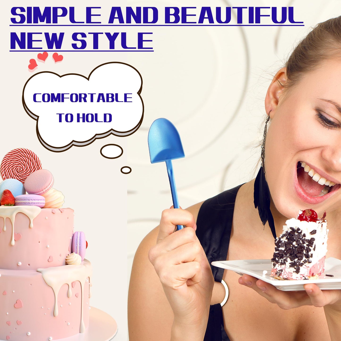 OaaXbbECco Novelty Mini Shovel Shape Spoons Cute Disposable Plastic Dessert Spoons