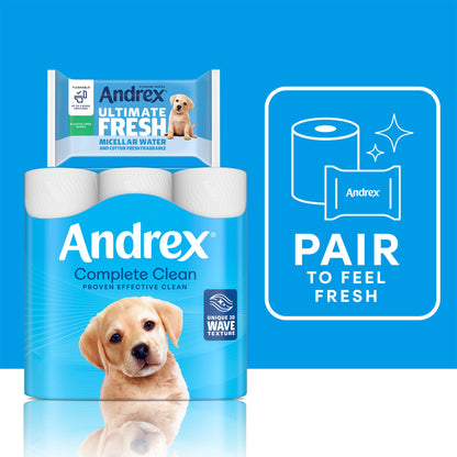 Andrex Complete Clean Toilet Roll 36 Rolls (Previously Andrex Classic Clean Toilet Tissue) Unbeatable Toilet Paper with Unique 3D Wave, FSC Certified
