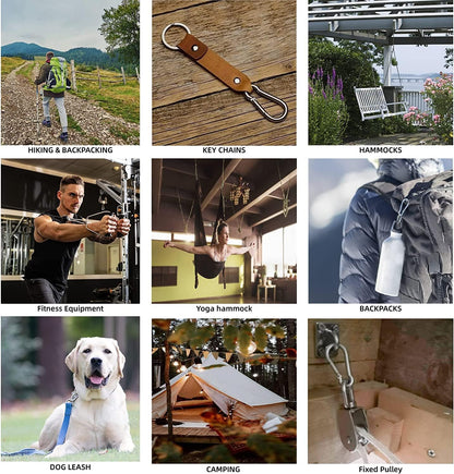 GRANDBUY 4 Inch Large Spring Snap Hook Carabiner, 304 Stainless Steel Heavy Duty Carabiners Clip, Stainless Steel Spring Snaps Hooks Carabiners Outdoor (4 inch,2 Pack)