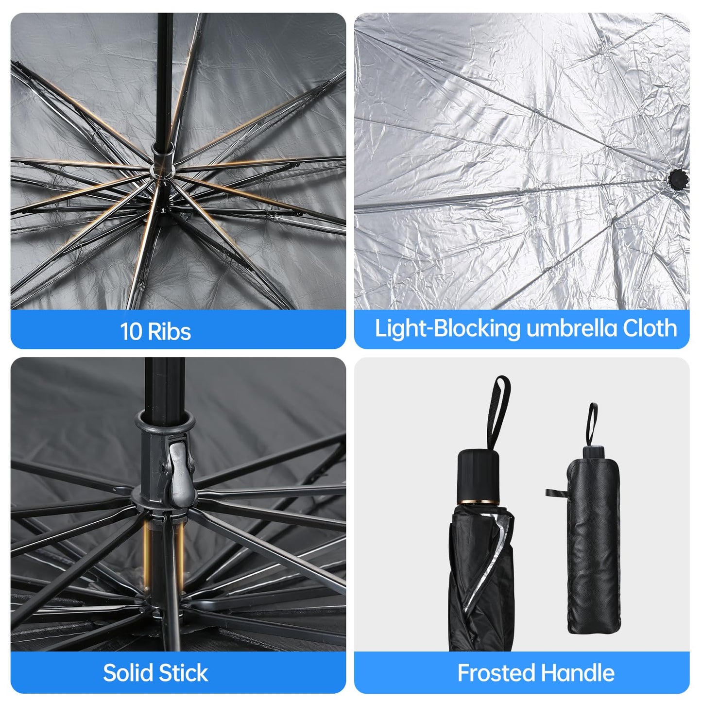 Car Windshield Sun Shade Umbrella, Foldable Car Umbrella Sunshade Cover Protect Vehicle from UV Sun, Easy to Store and Use, Keeps Vehicle Cool, Fit Most Vehicle (57 x 31 inches)