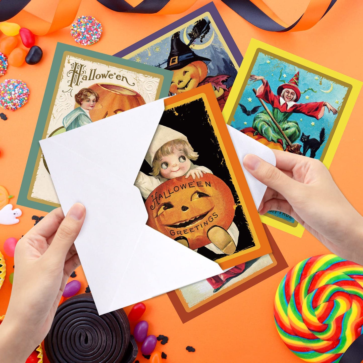 ceiba tree Halloween Cards 20 Pcs Retro Greeting Card Assorted Blank Notes Cards with Envelopes for Classroom Home Office Business