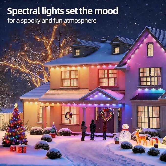 50FT Permanent Outdoor RGB Lights with IP67 Waterproof, Smart Outdoor String Lights Remote Control, Eaves Lights with App, Daily and Accent Lighting for Halloween,Christmas Holiday Decor