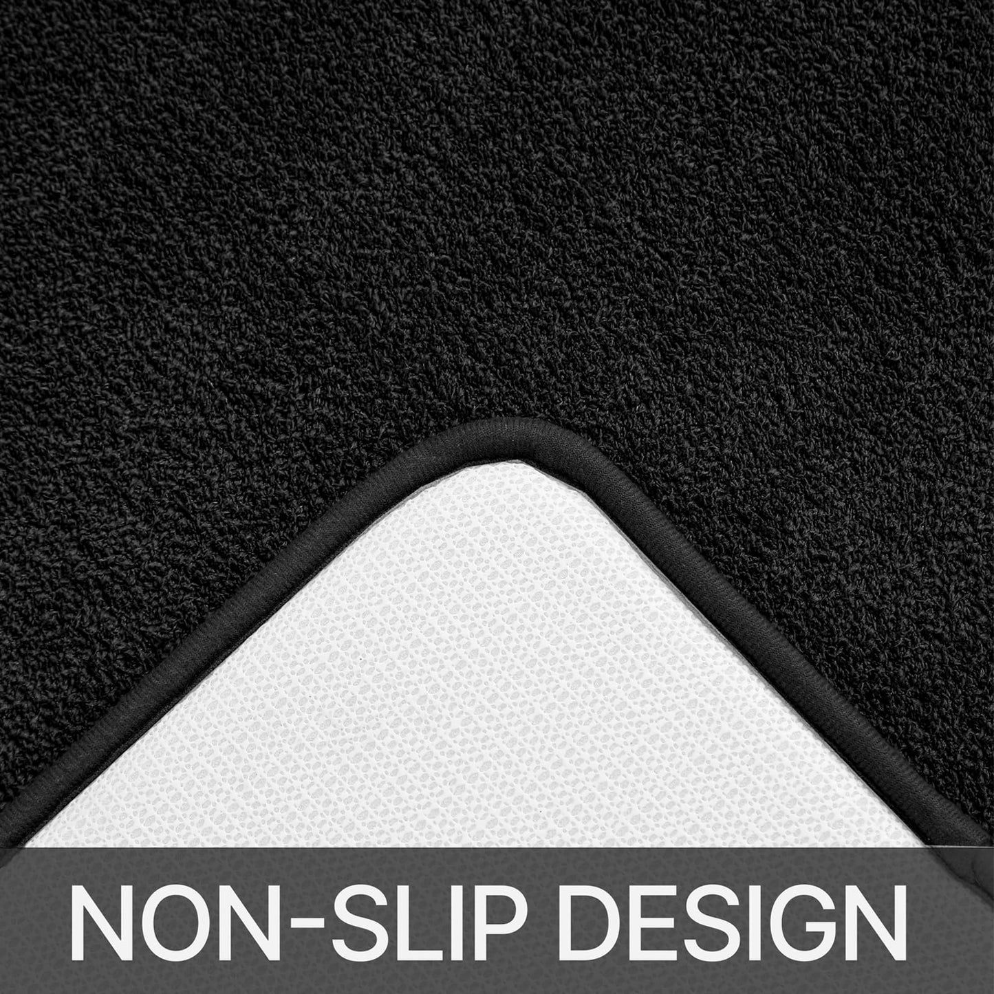 HOMEIDEAS Upgraded Bathroom Rugs Set 3 Piece, Ultra Soft Memory Foam Bath Mats, Super Absorbent Non Slip Washable U-Shaped Toilet Bath Rug (Black, 17"x24"+20"x32"+U-Shaped 20"x24")