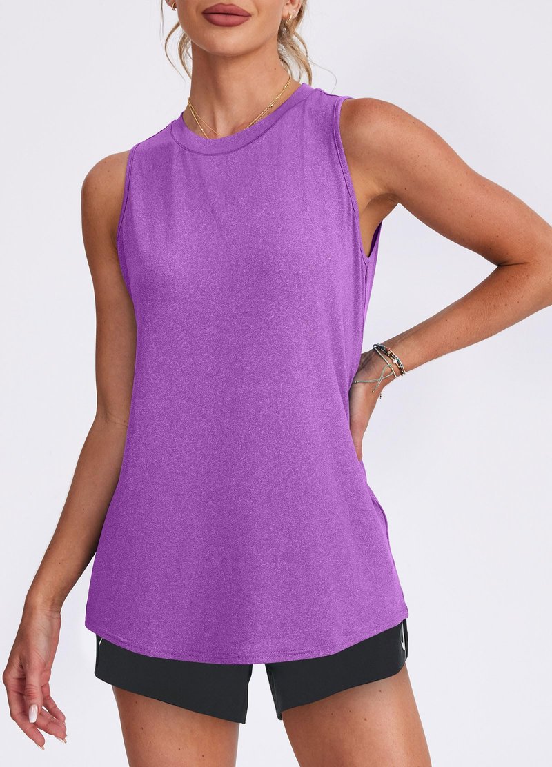 Women's Workout Tank Tops Lightweight Sleeveless Shirts for Women Loose Fit Tops for Athletic Running Tennis Yoga Purple M