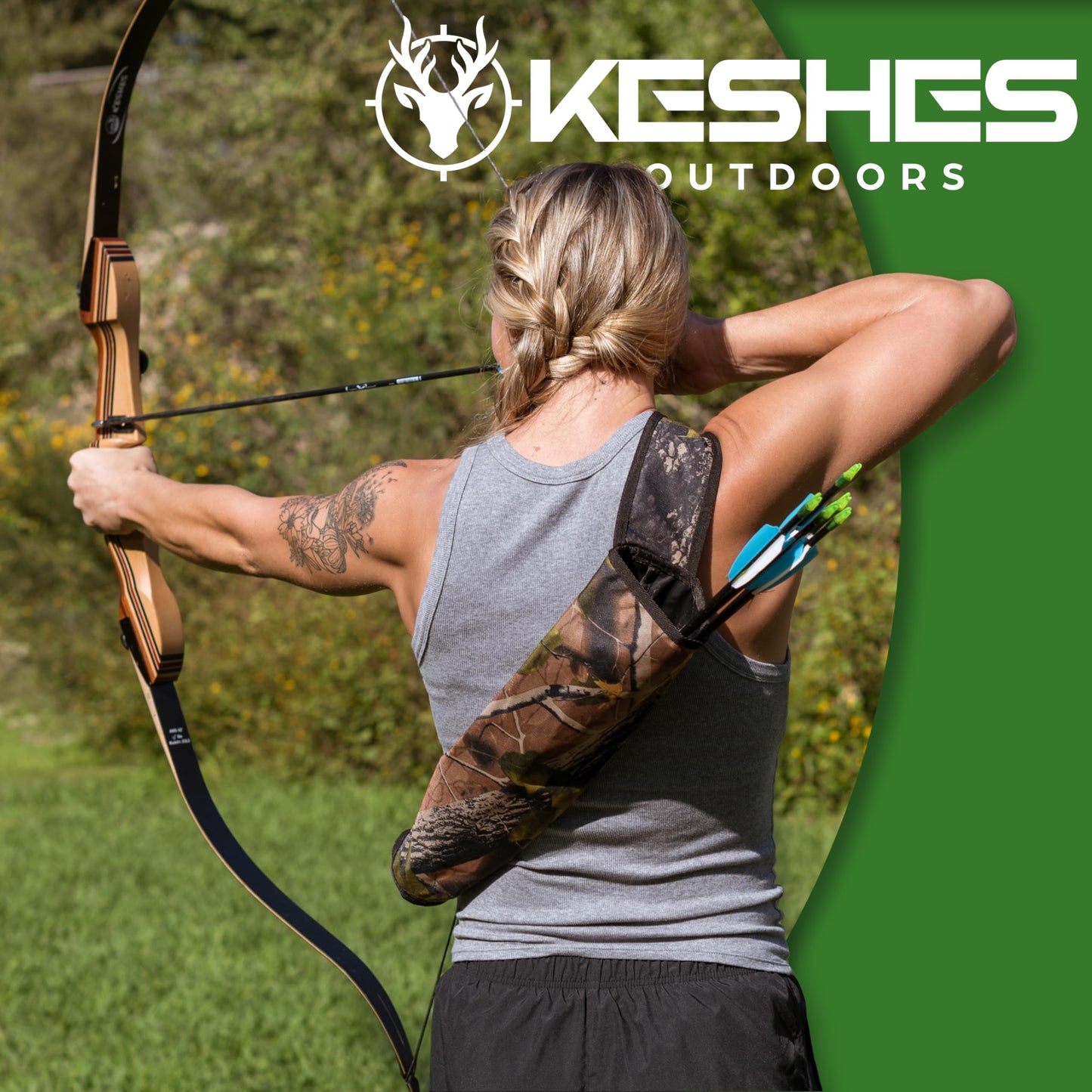 KESHES Archery Back Arrow Quiver Holder - Adjustable Quiver for Arrows with Shoulder Strap and Belt Clip - Ideal for Bow Hunting & Target Practice for Youth & Adults