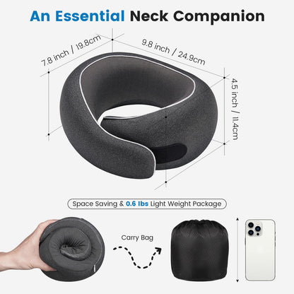 Neck Pillow Airplane,100% Pure Memory FoamTravel Neck Pillow Travel Neck Support Ergonomic &Portable Design Best for Sleeping Plane Car Train Office Flight (Small Grey)