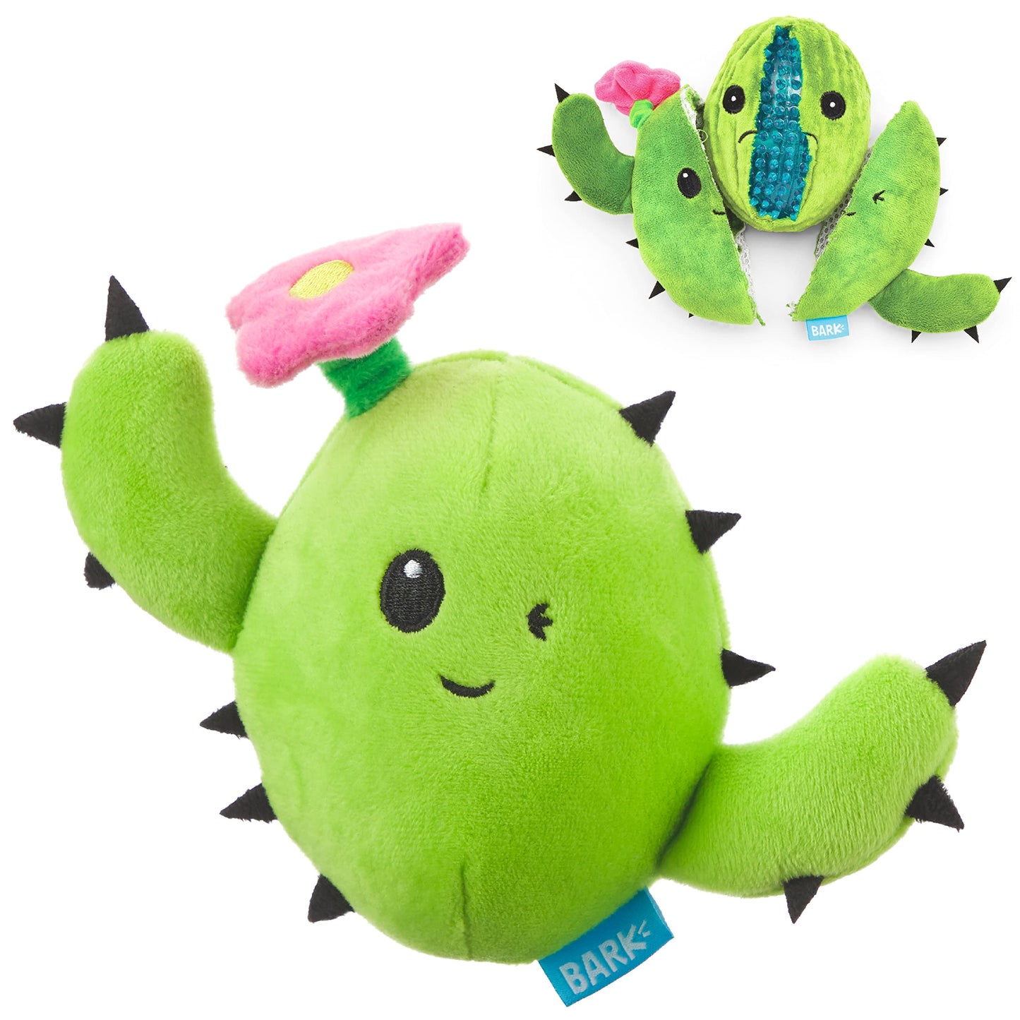 Barkbox 2 in 1 Interactive Plush Dog Toy - Rip and Reveal Toy for Dogs and Puppies - Stimulating Squeaky Pet Toys | Consuela Cactus Small