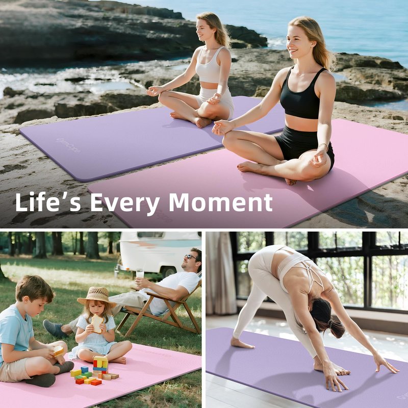 GymCope Extra Large Yoga Mat – 72"x35", Non-Slip TPE Exercise Mat for Women & Men, 1/4" Thickness Pilates Mat for Home Gym, Yoga & Barefoot Workouts, with Towel, Straps