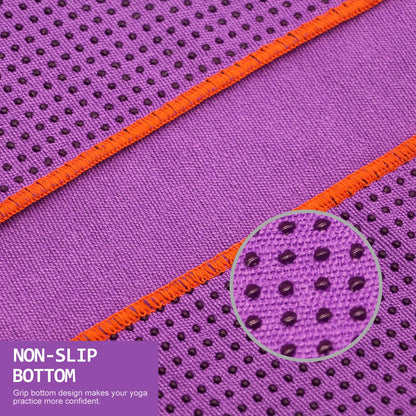 Eunzel Hot Yoga Towel - Microfiber Non Slip Yoga Mat Towel with Grip Dot Sweat Absorbent Towel for Hot Yoga, Pilates and Fitness 72" x 24", Dark Cyan/Orange