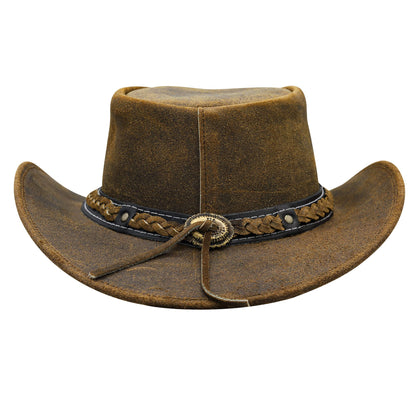 Australian Leather Cowboy Hat Bush Aussie Style Summer Western Outback Tan Cowgirl Halloween Costume Hat