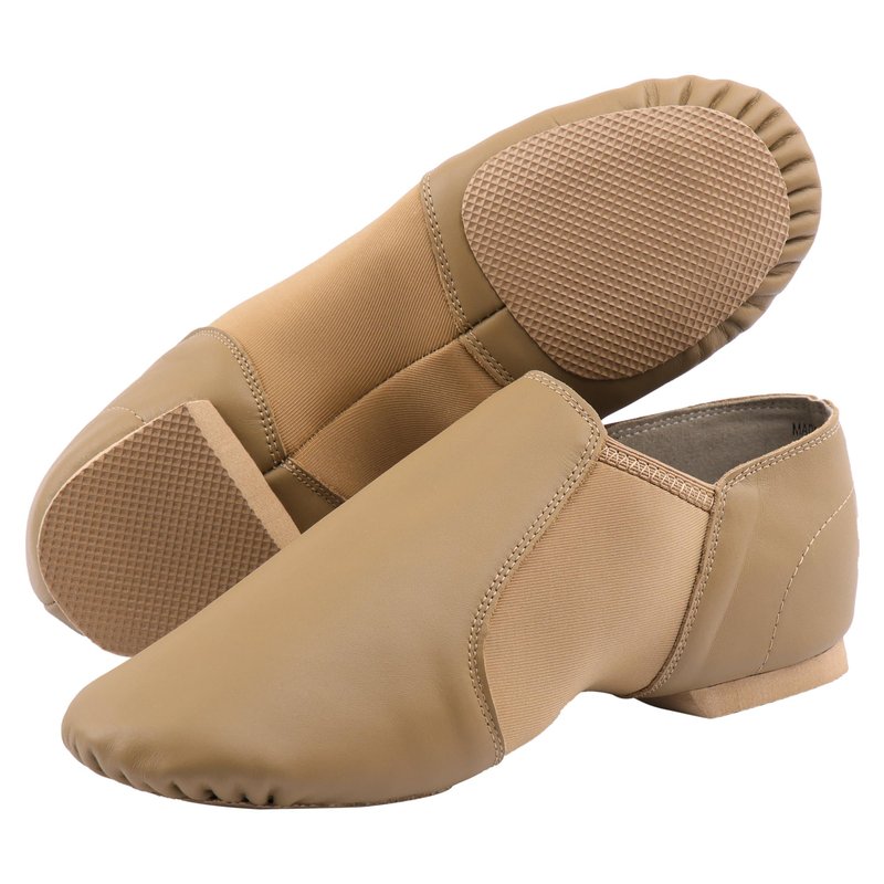 Linodes (Tent Leather Upper Jazz Shoe Slip-on for Women and Men's Dance Shoes Brown 8M