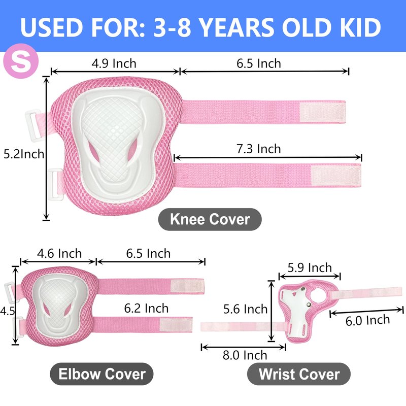 ENHERWE Kids Knee Pads Elbow Pads Wrist Guards Set for 3-8 Years,Child Protective Gear Set for Outdoor Sports,Cycling,Roller Skates,Inline Skating,Skateboard,Scooter,BMX Bike,Girls Pink