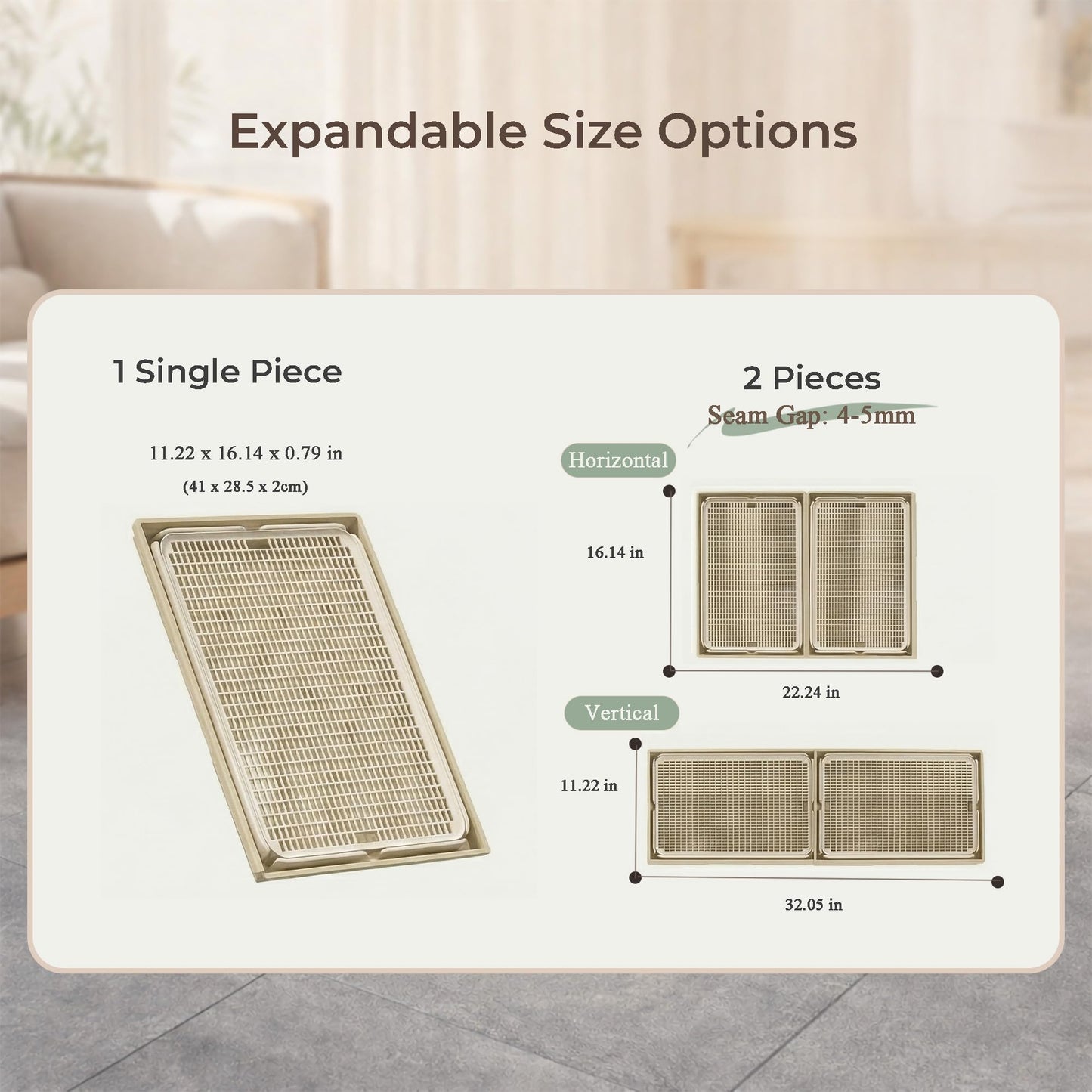 BonHautier 2 Pcs Cat Litter Mat, Double Layer Litter Trapping Mat with Connectable Design, Waterproof Urine Proof Cat Mat, Easy Clean Litter Box Mat for Indoor Cats (Khaki)