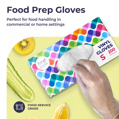 Fit Meal Prep 200 Pack Disposable Food Prep Vinyl Gloves Medium Food Safe Glove Household Cleaning Gloves for Cooking, Kitchen