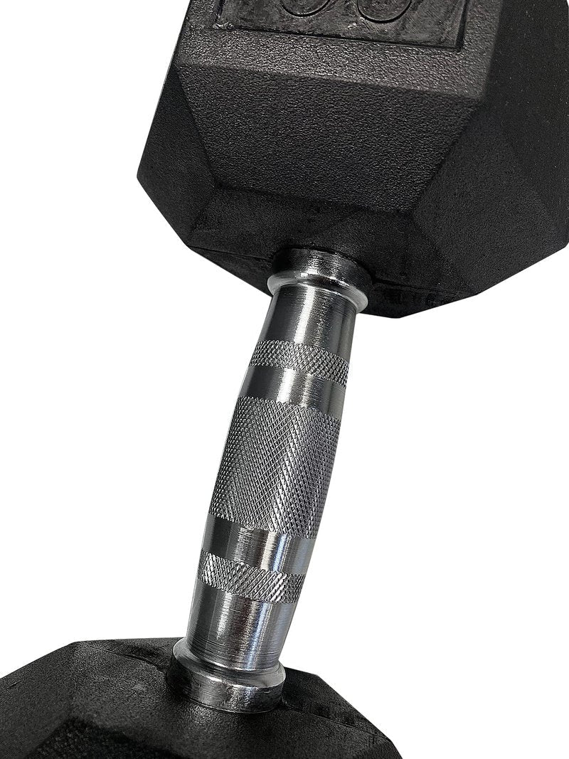 GYMENIST Single Hex Rubber Dumbbell with Metal Handles Exercise Heavy Dumbbell Workout Weights Sold As Singles (25-LB Pair), Black